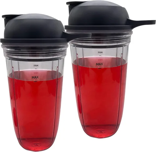 Vista 4 de Vaso de repuesto para licuadora de 24 onzas con tapa para llevar, compatible con NutriBullet Blender Combo