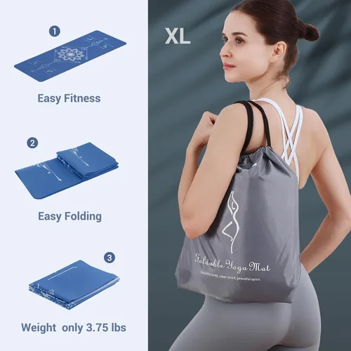 Vista 8 de Avoalre Esterilla de yoga plegable – Tapete de ejercicio antideslizante texturizado – Tapete de yoga ligero de viaje con bolsa de transporte
