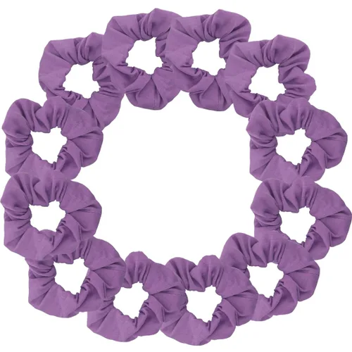 Vista 33 de Paquete de 12 ligas sólidas para el cabello (negro) One Dozen Matching Hair Ties, Soft Cotton Fabric, Gentle No-Crease Hold, Great for Teams