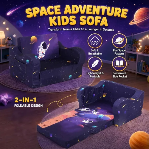 Vista 81 de MOMCAYWEX - Sofá para niños, 2 en 1, plegable, piel de melocotón, color azul