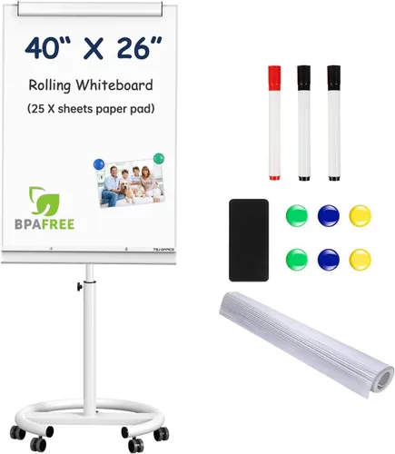 Vista 14 de TSJ OFFICE Rolling Whiteboard Standing - 40 x 26 Inches Mobile White Board Gris