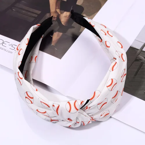 Vista 4 de ZITULRY Diademas anudadas para mujer, baloncesto, fútbol, béisbol, estampadas, banda ancha con nudo superior, diadema deportiva, fiesta
