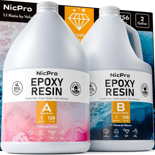 Vista 7 de Nicpro Kit de resina epoxi transparente de 1 galón, sin amarillamiento y sin burbujas, resina segura para alimentos para revestimiento y fundición