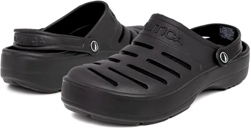 Vista 6 de Nautica Zuecos para hombre, sandalias deportivas deportivas, sin cordones con correa trasera ajustable, (zapatos de aguapantuflas peludas) River Edge