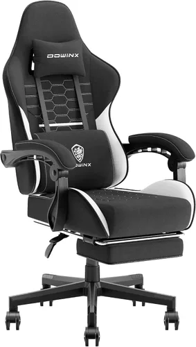 Vista 16 de Dowinx Silla de juegos de tela con cojín de resorte de bolsillo, silla de juegos de masaje con reposacabezas, silla ergonómica para computadora