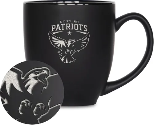 Vista 136 de Rico Industries - Taza de cerámica mate negra con grabado láser estándar de 15oz para NCAA (escuelas T & U) - Para bebidas calientes o frías
