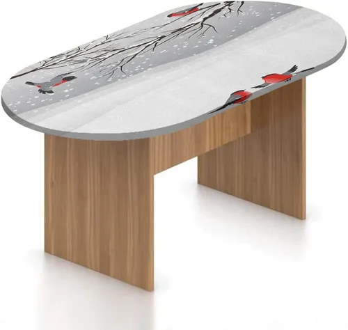 Vista 12 de Mantel ovalado ajustable de madera de poliéster elástico, tablones de pared de madera dura de teca estilo cabaña, mantel ajustable con estampado