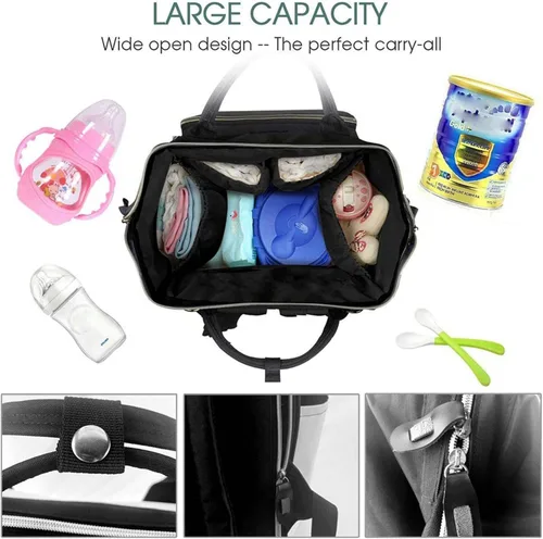 Vista 4 de Adaptor Mochila de pañales personalizada con imagen/texto, impermeable, para mamá, al aire libre, viajes, Diy, Grande, Mochilas de viaje