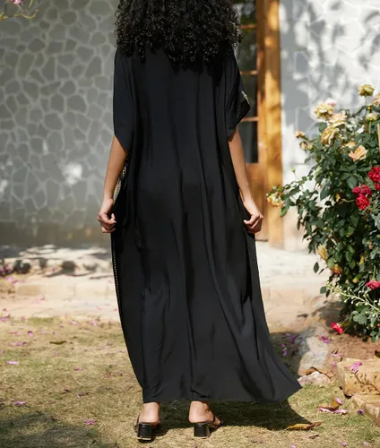 Vista 6 de Vestido de caftán turco bordado para mujer, largo caftán, ropa de descanso, camisón para traje de baño, ropa de playa