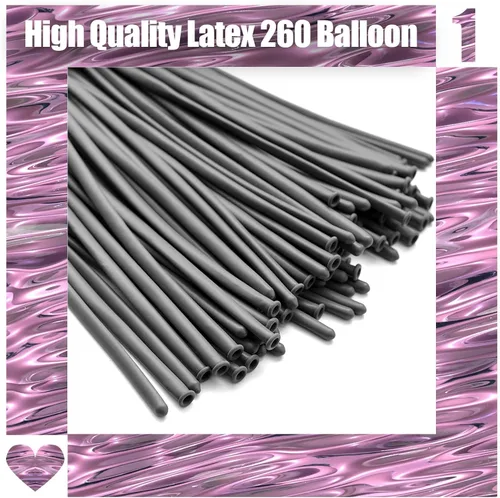 Vista 2 de 100 globos largos de látex DIY 260 globos para decoración de cumpleaños, bodas, decoración de fiestas, lazos (negro)