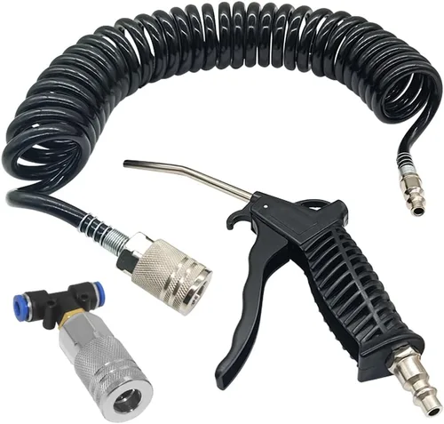 Vista 14 de Beduan Kit de pistola de soplado de aire con manguera neumática de poliuretano de 16 pies de largo, pistola de aire resistente para compresor