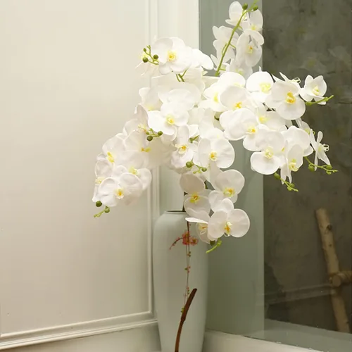 Vista 4 de FagusHome Flores artificiales de Phalaenopsis de 32 pulgadas, 5 piezas de orquídeas artificiales para decoración del hogar