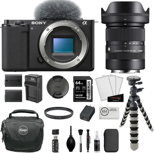 Vista 15 de Sony ZV-E10 Cámara sin espejo con lente de 0.630-1.969 in Paquete negro con tarjeta de memoria de 64 GB, filtro UV, flexípode de 8 pulgadas