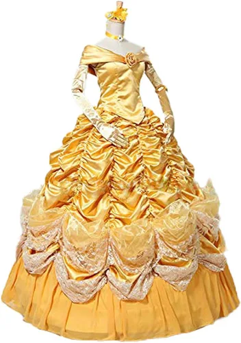 Vista 2 de Fortunehouse Vestido de princesa para mujer y niña, color amarillo