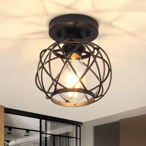 Vista 10 de Lámparas de Techo para Pasillo, Modernas Lámparas de Techo de Cristal Cromado, Montaje Semiempotrado E26 Pequeñas Lámparas de Techo para Pasillo Luz