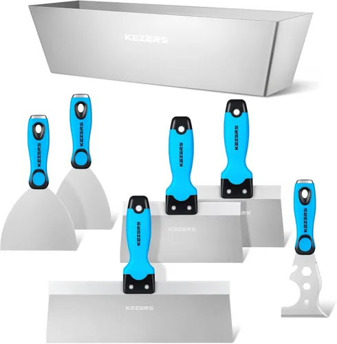 Vista 10 de KEZERS Kit de herramientas manuales para paneles de yeso, 5 piezas de 4, 6, 8, 10, 12 pulgadas, cuchillo de acero inoxidable para paneles de yeso