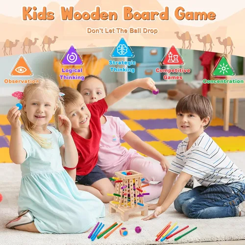 Vista 2 de Montessori - Juego de mesa para niños de 4 a 6 años, juego de dados de palitos de madera piramidal, educativo de matemáticas, juguete de habilidades