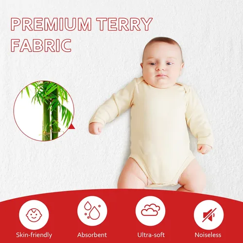 Vista 2 de Sábanas de moisés y protector de colchón de moisés impermeable 4 piezas, Terry de viscosa, ajuste universal para colchón ovalado, de reloj de arena