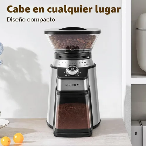 Vista 7 de Secura Molinillo de café eléctrico cónico con 17 ajustes de molienda de francés a expreso, negro