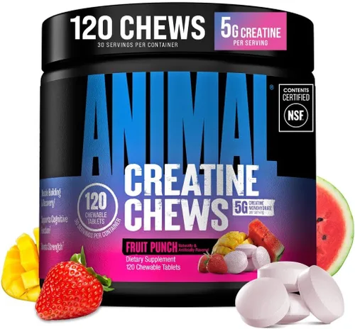 Vista 13 de Animal Gomitas de Creatina – Tabletas masticables mejoradas de monohidrato de creatina con AstraGin y sal marina, máxima absorción pre
