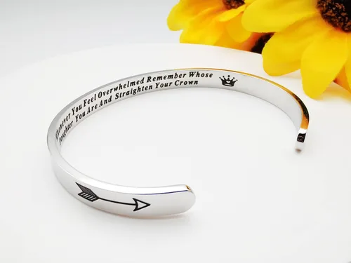 Vista 207 de Pulseras inspiradoras para mujer, joyería de acero inoxidable, con refranes, pulsera motivacional con mensaje oculto, pulseras grabadas para mejor