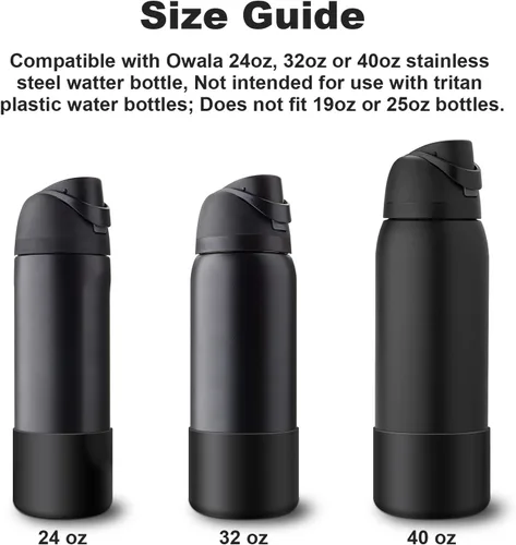 Vista 2 de Protector de Silicona para Botella de Agua Owala, 2 Piezas Fundas Protectoras Antideslizantes para Botellas de Agua FreeSip/Twist/Flip, Sin BPA