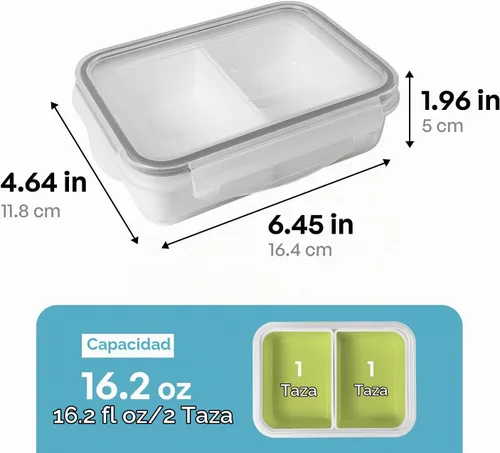 Vista 5 de Carrotez - Contenedor de comida con 2 compartimentos, 2 tazas (16.2 fl oz)