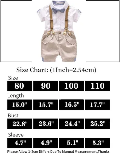 Vista 6 de Toddler Baby Boys Gentleman Outfits Short Sleeve T-ShirtBib PantsBow Tie 3Pcs