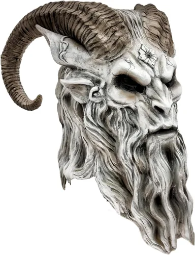 Vista 2 de Máscara de látex de demonio y pan de cabra, accesorio realista para disfraz de LARP y Halloween