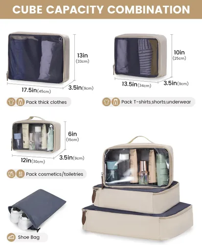 Vista 6 de LOVEVOOK Mochila de transporte grande de 45 litros para mujeres y hombres, aprobada por aerolíneas, mochilas de maleta grande expandible con 4 cubos