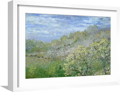 Vista 6 de ART.COM Claude Monet - Póster enmarcado para pared, diseño de árboles en flor, decoración escénica, 18 x 12 pulgadas, marco negro con paspartú blanco
