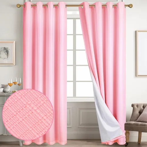 Vista 22 de Diraysid Cortinas 100% opacas de lino beige para dormitorio, con ojales, aislamiento térmico, cortinas de oscurecimiento de habitación