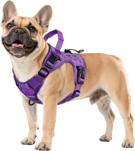 Vista 46 de WINGOIN Arnés táctico negro para perros pequeños, arnés resistente sin tirones con asa, arnés militar reflectante ajustable K9 para mascotas