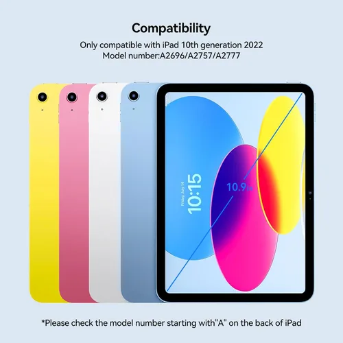 Vista 2 de Funda de teclado para iPad de décima generación: teclado mágico estilo Bluetooth recargable con trackpad incorporado, teclas retroiluminadas, diseño