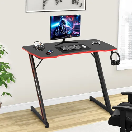 Vista 3 de Escritorio para juegos de 35 pulgadas en forma de Z, moderno y ergonómico para computadora, mesa de computadora para computadora en casa, oficina