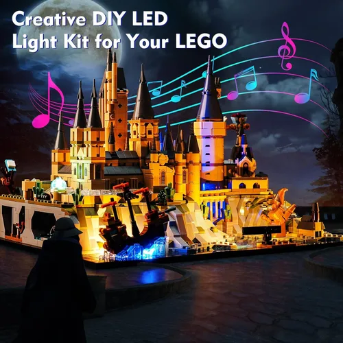 Vista 7 de VONADO Luz compatible con Lego Hogwarts Castle and Grounds 76419, versión musical, juego de iluminación creativa, accesorios compatibles con Lego