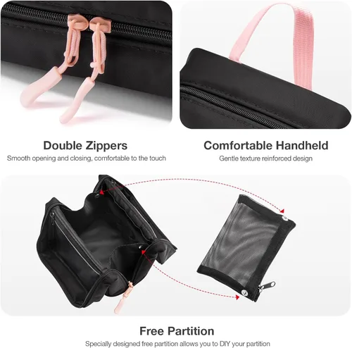 Vista 3 de Abiudeng Bolsa de maquillaje de viaje de pie Bolsa de maquillaje Bolsa de aseo de viaje, Negro