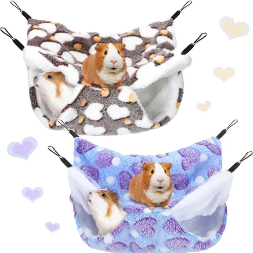 Vista 5 de BOAO 2 piezas Hamaca para conejillo de indias y rata, hamaca colgante para conejillo de indias, hámster, hurón, accesorios para pequeños animales