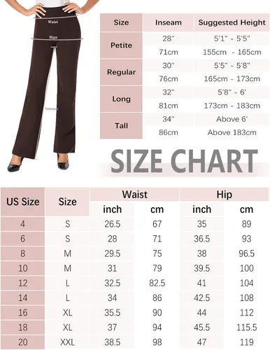 Vista 6 de Tapata - Pantalones de vestir elásticos para mujer de 28 pulgadas 30 pulgadas 32 pulgadas 34 pulgadas de cintura alta para oficina negocios casual