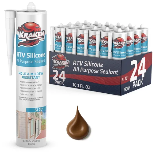 Vista 30 de Kraken Bond Sellador de silicona negro resistente al agua Cartucho de 100 a 10 onzas líquidas, RTV silicona para calafatear cocina y baño, todo uso