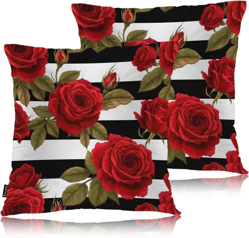 Vista 31 de Swono Juego de 2 fundas de almohada decorativas para el hogar de 18 x 18 pulgadas, diseño abstracto de color negro y amarillo, para sala de estar
