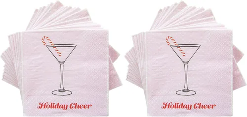 Vista 8 de C.R. Gibson TW4-23698 - Servilletas de papel desechables para fiestas de Navidad, color rosa y rojo, 5 x 5 pulgadas, 20