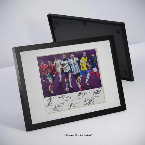 Vista 3 de Ikonic Fotohaus Cristiano Ronaldo Lionel Messi Neymar Jr Kane Pedri Mbape Súper estrellas del fútbol, foto autografiada, impresión artística