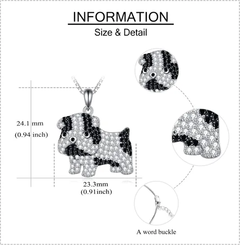 Vista 5 de HUKKUN Dog Breed Necklace for Dog Mom Sterling Silver English BullPoodle Dog Necklace for Women Gift for Dog Lover
