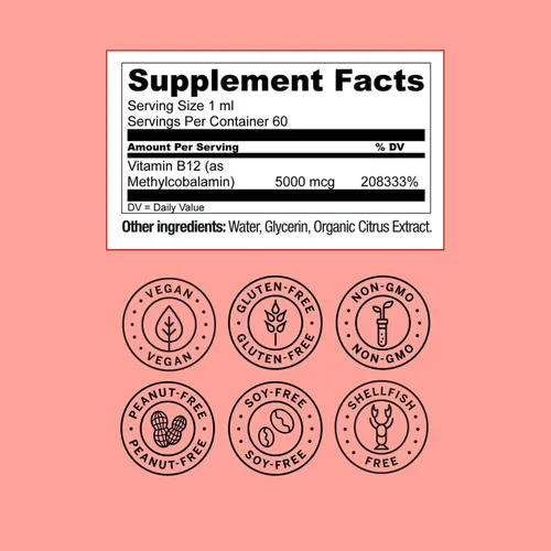 Vista 9 de Live Conscious Gotas líquidas sublinguales de vitamina B12 vegana Fórmula de metilcobalamina de B12 de máxima potencia 5000 mcg Vitamina B 12