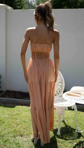 Vista 2 de TIAFORD Womens Summer Boho Low Cut Spaghetti Strap Backless Dress Bodycon Y2k Beachwear Layered Maxi Dresses 2023
