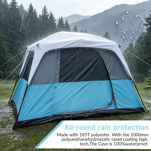 Vista 3 de DanCoom Tiendas de campaña para 4/6/8/12 personas, fácil instalación, impermeable, tienda de campaña con lluvia, tienda familiar grande portátil