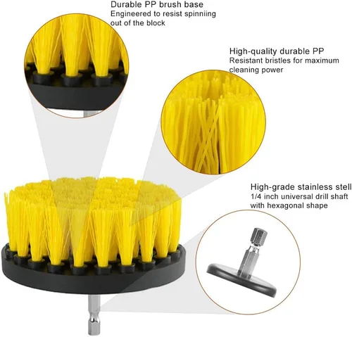 Vista 6 de ELEOPTION - Kit de accesorios para taladro de limpieza de alta resistencia, cepillo de nailon inalámbrico, ideal para limpiar baldosas de piscina