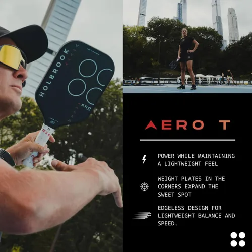 Vista 8 de Holbrook Paleta de pickleball sin bordes de la serie Aero: Aprobado por USAPA, superficie de fibra de carbono, núcleo de polipropileno de espuma
