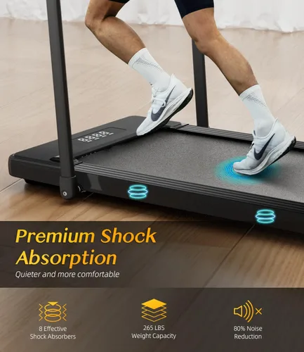 Vista 2 de Bifanuo 2 in 1 Folding Treadmill, Smart Walking Running Machine with Bluetooth Audio Speakers, Installation-Free，Under Desk Treadmill for